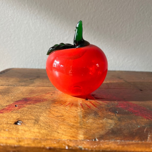 Vintage Hand Blown Glass Red Apple - Picture 1 of 6